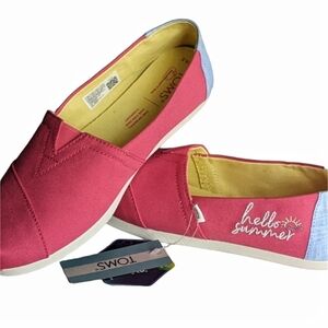 🔥Lmtd. Ed. TOMS! 🌴👙"Hello Summer" Ortholite Slip On Canvas Shoes NWOT!